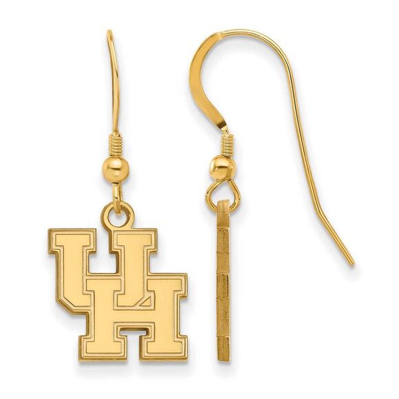 14k Gold Plated Silver University of Houston Dangle Earrings - Picture 1 of 3